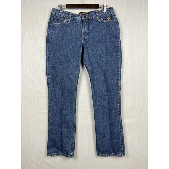 Wrangler FR Jeans Womens 11x34 Workwear Western Mid Wash Cotton Denim Cowgirl - Picture 2 of 13